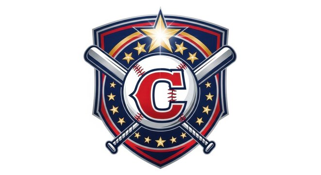Dynamic baseball emblem with star, bats, and letter showcasing team spirit and sportsmanship - Powered by Adobe