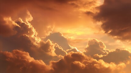 Obraz premium Majestic Sunset Sky Filled with Colorful Clouds Casting Beautiful Shades of Orange, Gold, and Purple During the Golden Hour of the Day