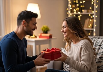 Romantic Gift Exchange - A Couples Joyful Moment.