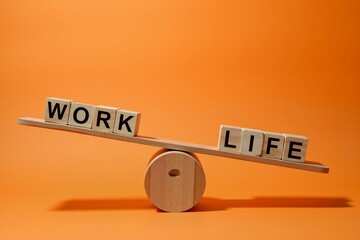 Work and life balanced on scale, symbolizing harmony between professional duties and personal well-being.