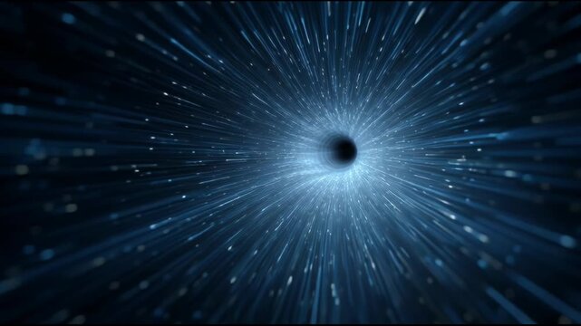 Mysterious abstract blue light vortex revealing black hole singularity in deep space. powerful cosmic futuristic background concept - Powered by Adobe
