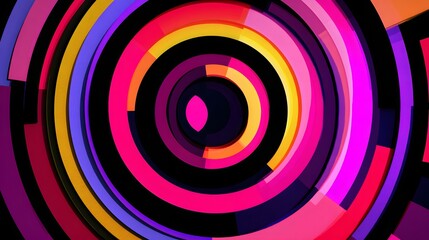 Naklejka premium Vibrant concentric rings display a dynamic, modern abstract pattern against a dark background