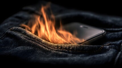 Electronic communication device ignites while situated within dark fabric clothing pocket