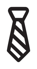 Tie icon vector, bold outline with diagonal stripes, minimal black and white — stock vector