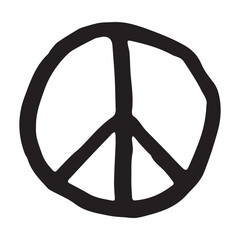 Hand drawn peace sign No war symbol Hippie clipart in doodle style Single element for print, web, design, decor