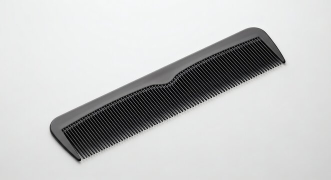 Black plastic comb mockup isolated on white.