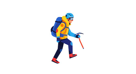 Adventurous Climber Ascends Mountain: Colorful Illustration against Black Background