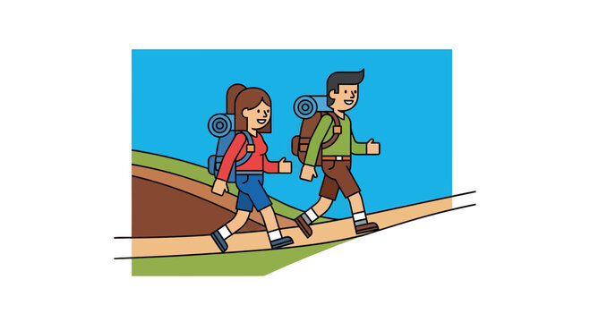 Adventurous Couple Traversing Trails, Enjoying Exploration, Happy and Full of Energy