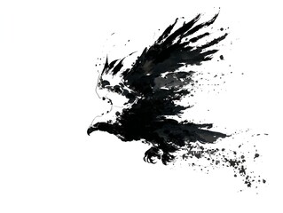 Symbolic ink brush painting of a majestic eagle expressing power and vision