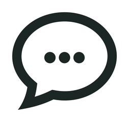 Chat bubble vector, bold outline with three dots, minimal communication icon — stock vector