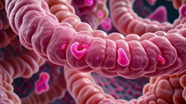 Microscopic view of intestinal microvilli, health and digestion