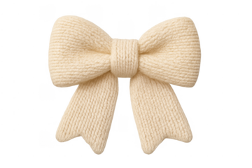 Knitted wool bow off-white handmade accessory
