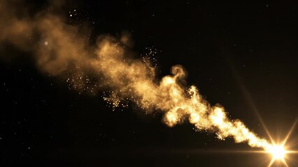 Dynamic golden light streak moving across black space, creating a magical, cosmic effect for titles, transitions, or visual effects projects - Powered by Adobe