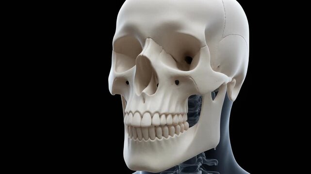 Human skull anatomy, nasal bone and bridge of nose detailed view
