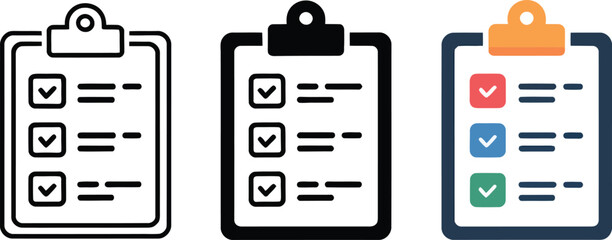 Checklist Icons Set Outline Silhouette Color to do list , checklist, to do list, task, check, done, 