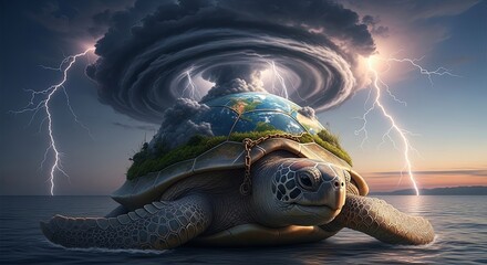 World Turtle - A Symbolic Representation of Climate Change and Environmental Crisis.