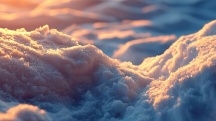 Delicate Snow Patterns at Dawn, Soft Light Reflections on Snowy Surface, Winter Wonderland, Nature's Serenity, Peaceful Snowy Landscape Scene