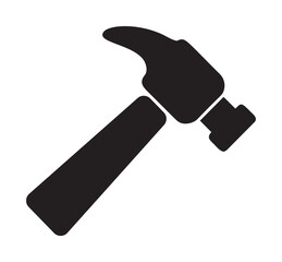 Hammer icon vector, bold black silhouette, isolated on white background — stock vector
