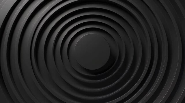 Concentric circles in dark, matte black create a sophisticated and modern abstract background.