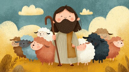 Illustration of Jesus as the shepherd