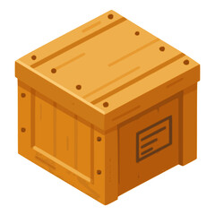 Closed crate box package safety flat color vector illustration template design
