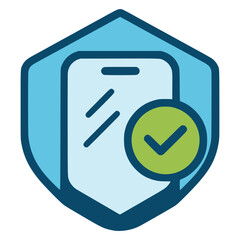 Smartphone protection shield mobile security flat color vector illustration template design