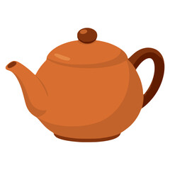 Brown teapot drink beverage flat color vector illustration template design
