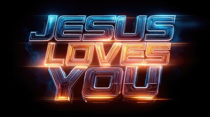 Futuristic Text of the word "Jesus Loves You"