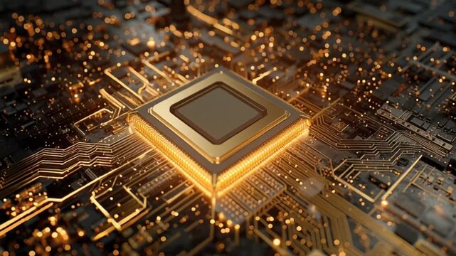 Exploring Central Processing Unit with Glowing Lights on Circuit Board