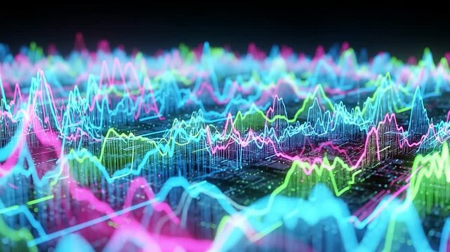 Abstract Digital Sound Visualizer Wavy Lines Flowing Big Data Tech Concept Business Trend.