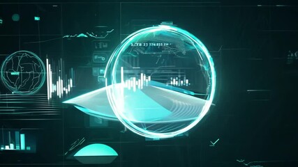 Futuristic digital interface showing global data visualization - Powered by Adobe