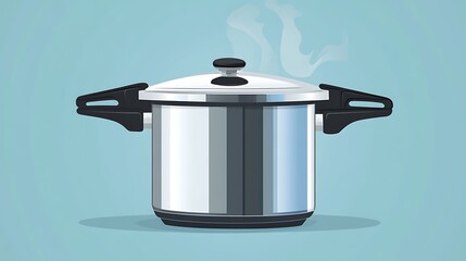 Flat Vector Of A Pressure Cooker With Ste Background Design