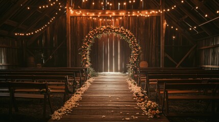Rustic barn wedding ceremony