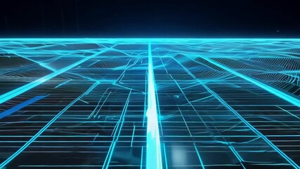 Digital futuristic grid network showing data flow and connections - Powered by Adobe
