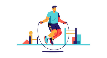 Athlete Jumping Rope, Performing Fitness Exercise Against The Dark Background