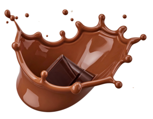 Rich dark chocolate chunk splashes into liquid milk chocolate