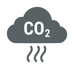 CO2 cloud icon vector, flat style, carbon dioxide emission symbol, isolated on white — stock vector