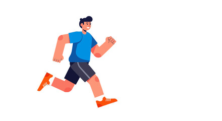 Animated Male Runner Exercising Isolated on Black Background for Health