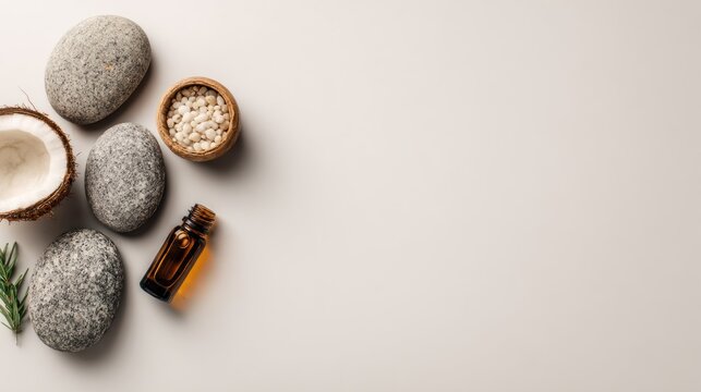 Spa-like arrangement of natural items