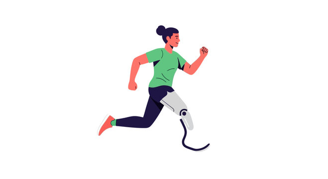 Celebrating resilience and active living, a person with a prosthetic leg runs, embodying empowerment and inclusivity for International Day of Persons with Disabilities - Powered by Adobe
