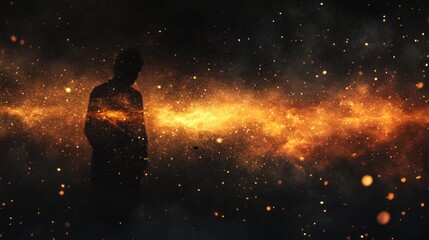Silhouette figure cosmic expanse
