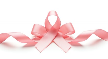 Pink Ribbon on White Background for Breast Cancer Awareness Campaigns