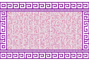 Intricate, flowing Greek key pattern, continuous border design, bronze, white