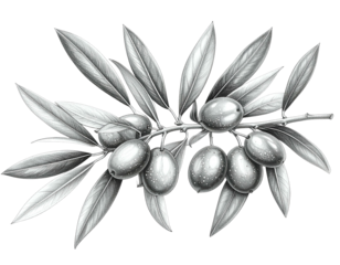 Delicate silver-toned branch with olives and leaves