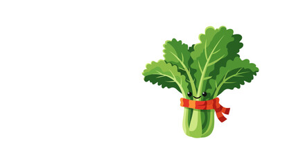 Charming Animated Vegetable: A Friendly Bok Choy Smiling And Wearing A Scarf On Dark Background