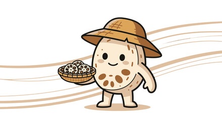 Charming Lotus Root Character: Delightful Harvest Illustration in a Unique Style