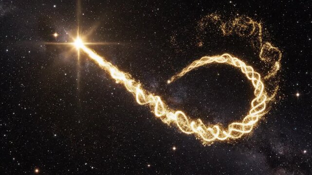 Stunning infinity symbol shimmers across starry night sky, evoking limitless possibilities and cosmic wonder in elegant golden light trails