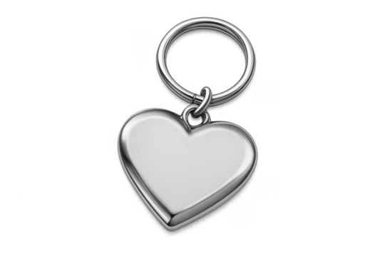 Silver heart keychain showing love and romance