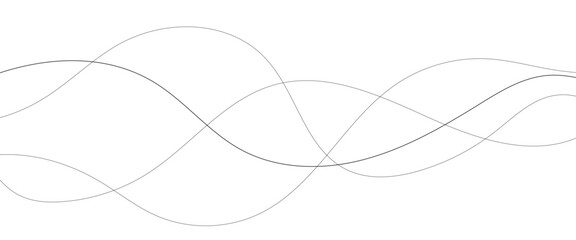 Curved black long lines seamless wave pattern. Thin line wavy abstract vector background. Wavy line horizontal divider wavy pattern. Curve line art striped. Abstract wave elements. Vector illustration