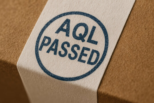 Close up of quality control label on cardboard box highlights importance of industry standards and manufacturing excellence in product assurance